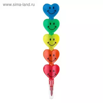 Карандаш восковой «Сердечки» 5 цветов