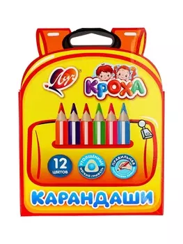 Карандаши 12 цвета, Луч Кроха, трехгранные, утолщенные