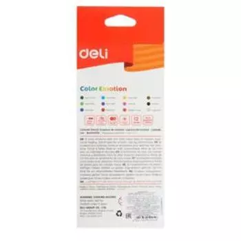 Карандаши 12 цветов Deli Color Emotion, трёхгранные, европодвес
