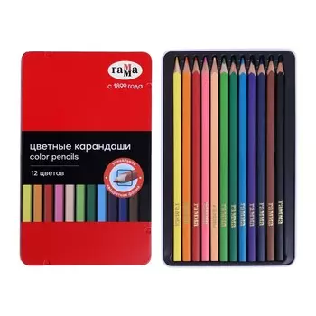 Карандаши 12 цветов, "Гамма", заточенные