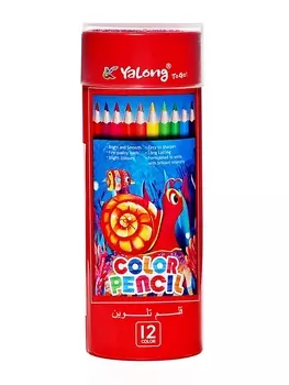 Карандаши 12 цветов МИНИ в металл тубусе, трехгранные , деревянные, Морские обитатели