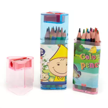 Карандаши 12 цветов, МИНИ, в треугольном пластиковом тубусе, с точилкой, МИКС