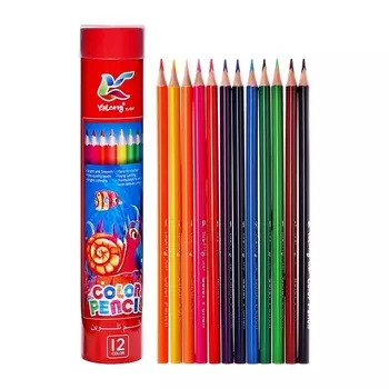 Карандаши 12 цветов, треугольные, деревянные «Морские обитатели», в металлическом тубусе, МИКС