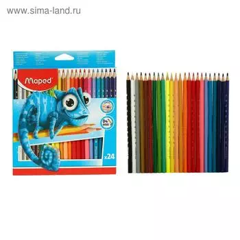 Карандаши 24 цвета Maped Pulse, пластиковые, европодвес