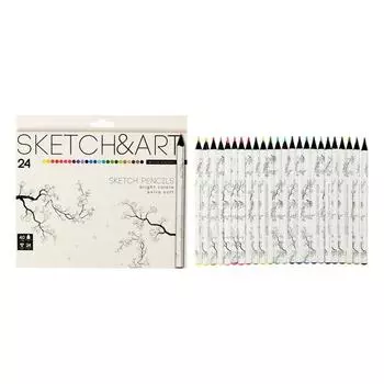 Карандаши 24 цвета SKETCH&amp;ART, утолщённые