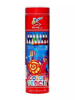 Карандаши 36 цветов, трехгранные, деревянные «Морские обитатели», в металлическом тубусе