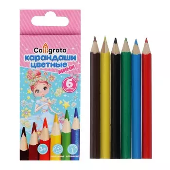 Карандаши Calligrata «Принцесса», цветные, 6 цветов, мини