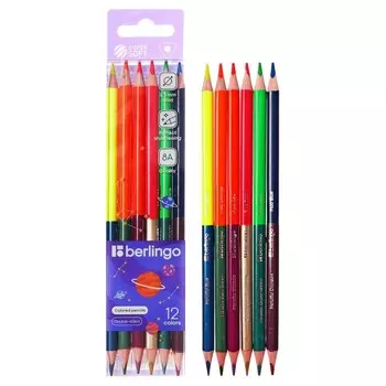 Карандаши 6шт 12цв Berlingo "SuperSoft. Metallic-Neon" трехгран,двусторонние,заточ,европод
