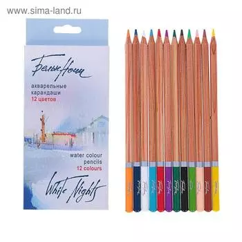Карандаши акварельные набор 12 цветов, ЗХК "Белые ночи" в картонной коробке
