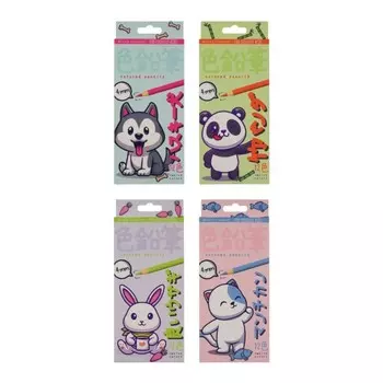 Карандаши цветные 12 цветов, BrunoVisconti KAWAII ANIMALS, грифель 0,4 мм, пластиковый корпус, МИКС
