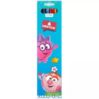 Цветные карандаши, 6 цветов, трехгранные, Смешарики