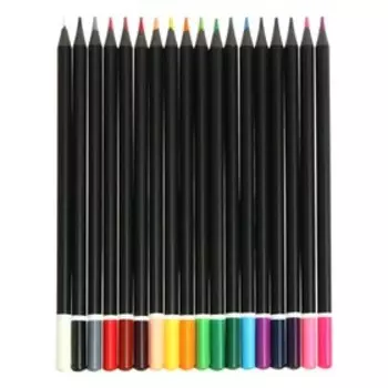Карандаши 18 цветов пластиковые, deVENTE Juicy Black, трёхгранные, 2М, 3 мм, тонированные в чёрный цвет