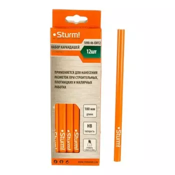 Карандаши малярные STURM, серые, 200 мм, 12 штук