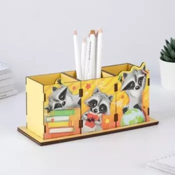 Карандашница тройная "Енот" 21 х 9 см