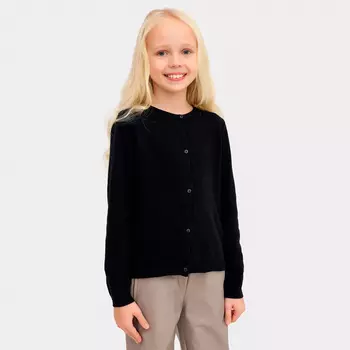 Кардиган для девочки школьный, цвет чёрный, рост 128 см