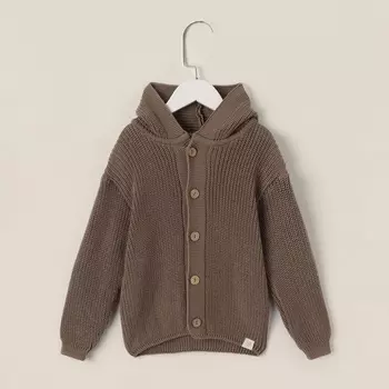 Кардиган вязаный с капюшоном SL Home, рост 86-92 см, кофейный
