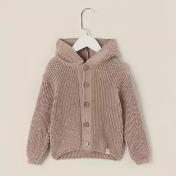 Кардиган вязаный с капюшоном SL Home, р.92-98 см, песочный