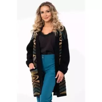 Кардиган женский, размер 46, цвет чёрный, зелёный