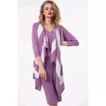 Кардиган женский, размер 46, цвет сиреневый, белый