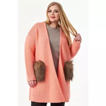 Кардиган женский, размер 52, цвет коралловый