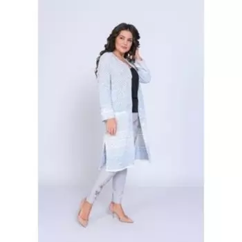 Кардиган женский, размер 58, цвет бело-серый