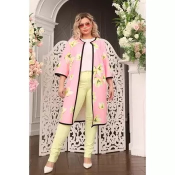 Кардиган женский, размер 58, цвет белый, розовый