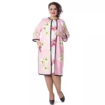 Кардиган женский, размер 60, цвет белый, розовый