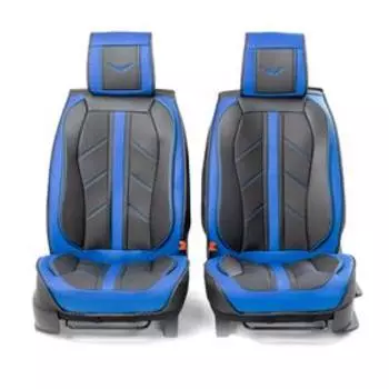 Каркасные 3D накидки Car Performance, 2 шт, экокожа, черный-синий