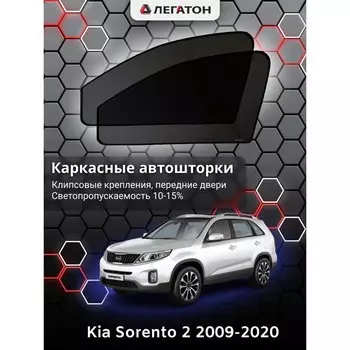 Каркасные автошторки Kia Sorento 2, 2009-2020, передние (клипсы), Leg5111