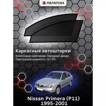 Каркасные автошторки Nissan Primera (P11), 1995-2001, передние (клипсы), Leg0387