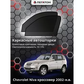 Каркасные автошторки Сhevrolet Niva, 2002-н.в., передние (клипсы), Leg0028