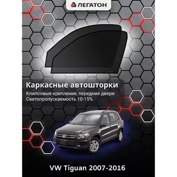 Каркасные автошторки VW Tiguan, 2007-2016, передние (клипсы), Leg0751