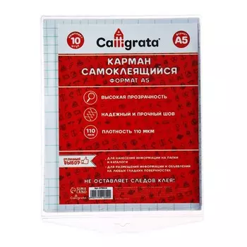 Карман самоклеящийся А5, 165215 мм, Calligrata, комплект 10 штук