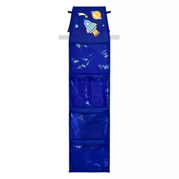 Кармашки в садик «Космос» для детского шкафчика, 85х24 см, цвет синий