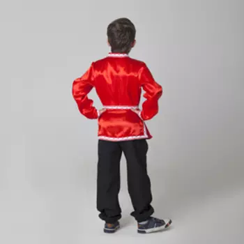 Русская народная рубаха «Хохлома», атлас, красная, р. 32, рост 122–128 см