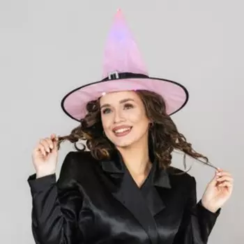 Карнавальная шляпа «Колдунья» с диодами, розовый