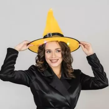 Карнавальная шляпа «Колдунья» с диодом, оранжевый