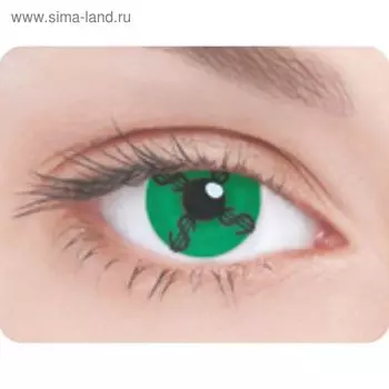 Карнавальные контактные линзы Adria Crazy - Зеленый доллар, в наборе 1шт