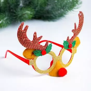 Очки карнавальные новогодние «Олень», цвета МИКС