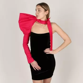 Платье женское вечернее с рукавом, фуксия