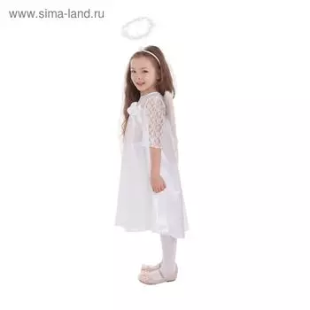 Карнавальный костюм «Ангел», платье, рукав 3/4 гипюр, нимб, крылья, р-р 28, рост 98-104 см
