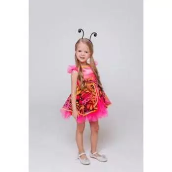 Карнавальный костюм «Бабочка», платье, ободок, размер 122-64