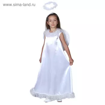 Карнавальный костюм «Белый ангел», нимб, платье, крылья, р. 34, рост 134–140 см
