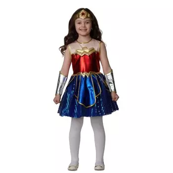 Карнавальный костюм «Чудо-женщина», платье, нарукавники, головной убор, р.30, рост 116