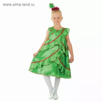 Костюм карнавальный «Ёлочка атласная», платье, ободок, р. 30, рост 116 см