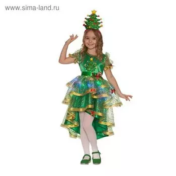 Карнавальный костюм «Ёлочка лучистая», платье, головной убор, р. 36, рост 140 см