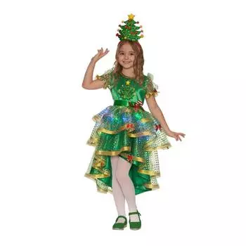 Костюм карнавальный «Ёлочка лучистая», платье, головной убор, р. 34, рост 134 см