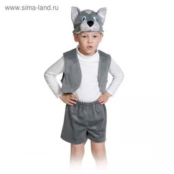 Карнавальный костюм "Котик серый" плюш-ЛАЙТ, рост 92-116 см 00-3078