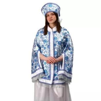 Русский народный костюм «Гжель», накидка, кокошник, р-р 52-58