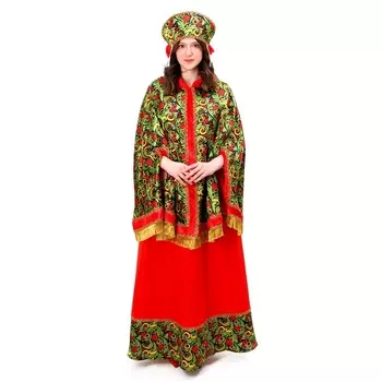 Карнавальный костюм «Народные гуляния. Рябиновые гроздья»: накидка, кокошник, юбка, р-р 42-50
